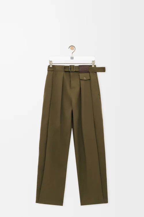 LOEWE 트라우저 - 코튼 & 실크 카키 그린
