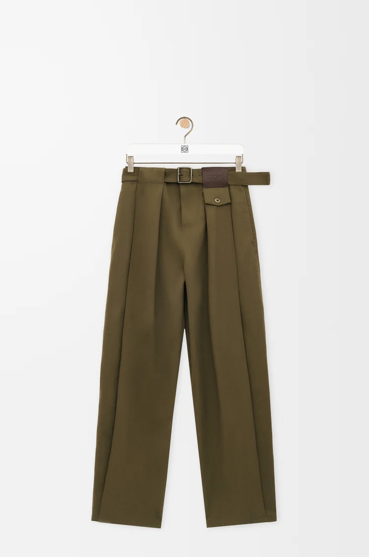 LOEWE 트라우저 - 코튼 & 실크 카키 그린