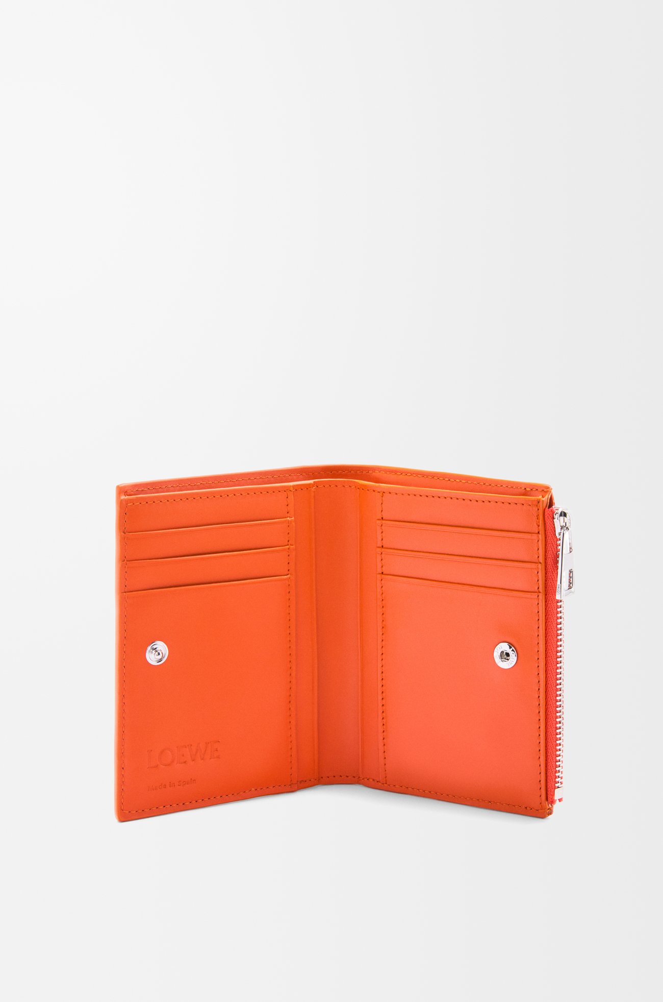 LOEWE Slim compact walllet in textured classic calfskin Orange plp_rd