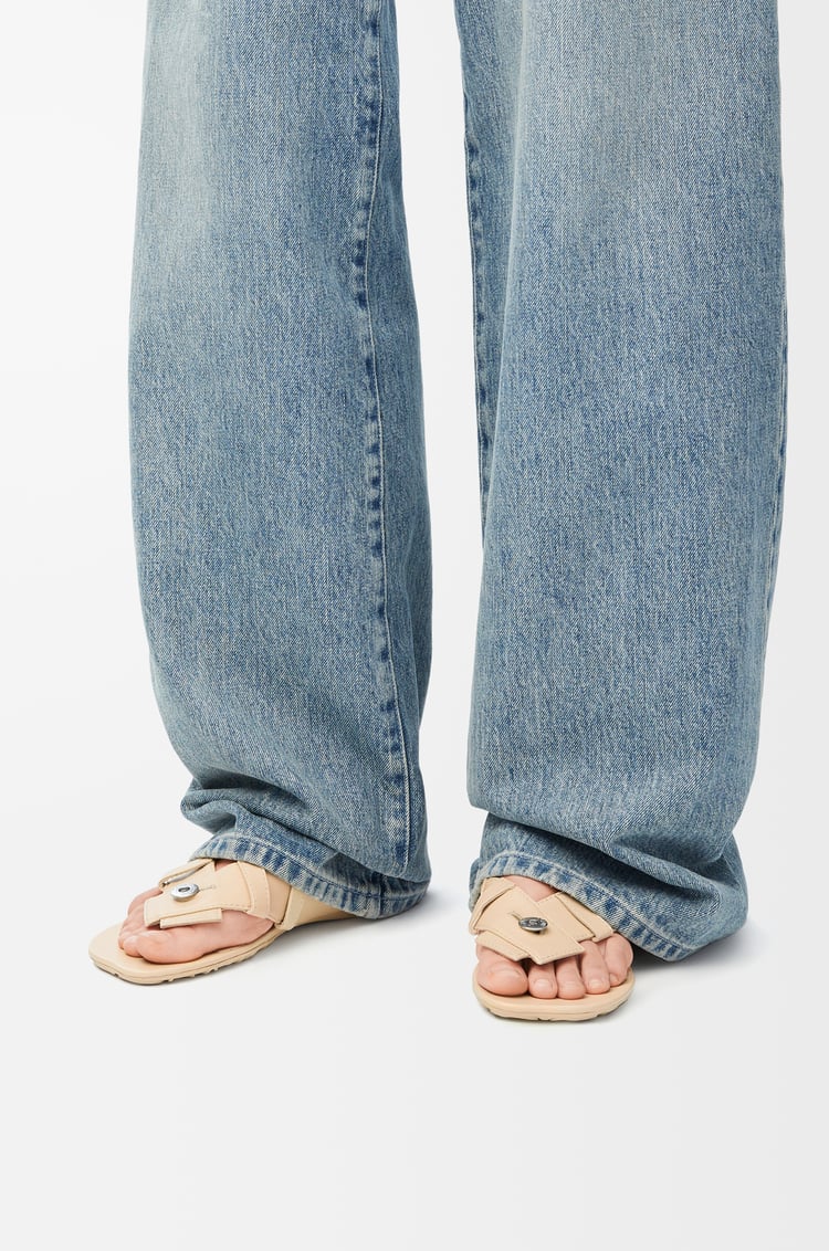 LOEWE Toy Panta toe post sandal in lambskin Oat Milk