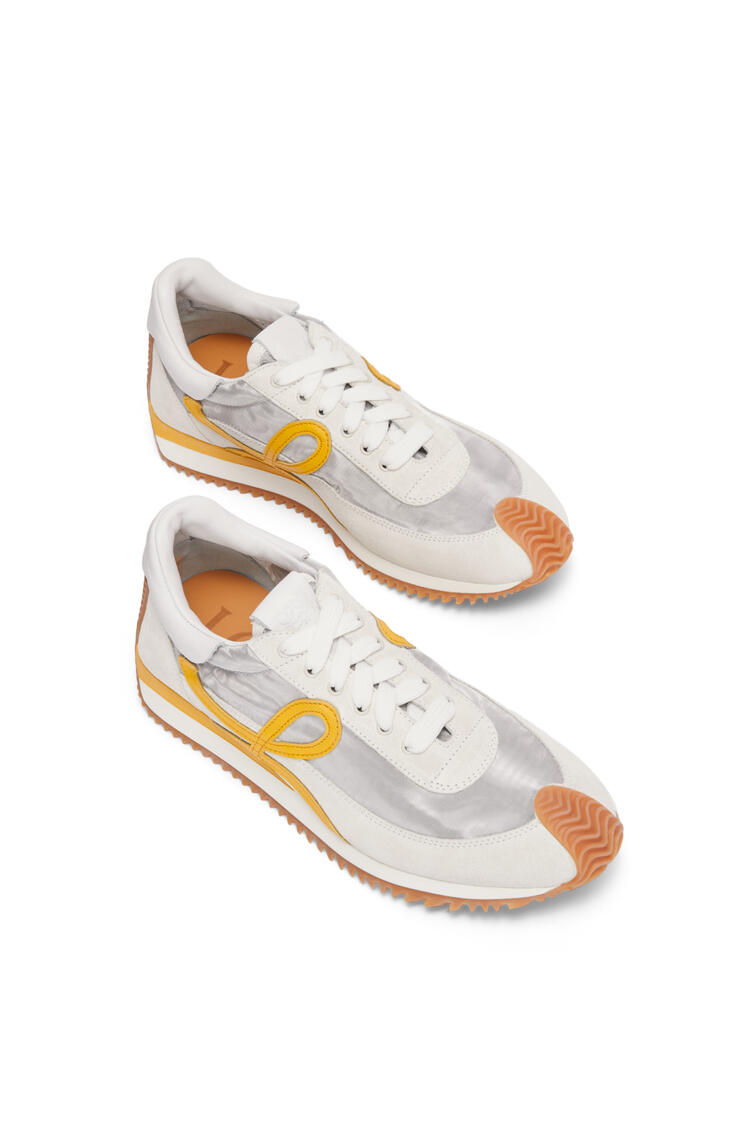 LOEWE Flow runner in technical mesh and suede Silver/White/Yellow