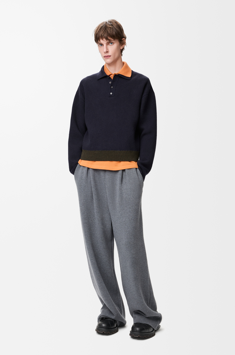 LOEWE Polo sweater in wool Navy Blue