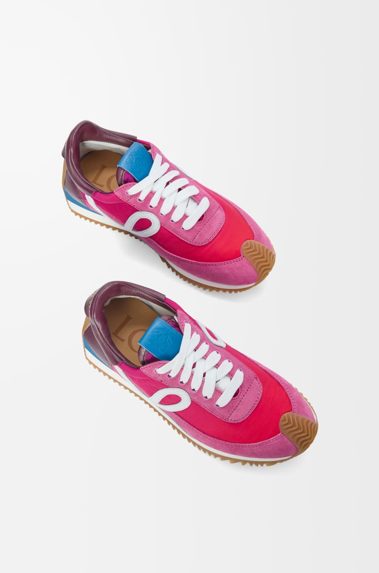 LOEWE Flow Runner 2.0 in nylon and suede Gradient Pink/White