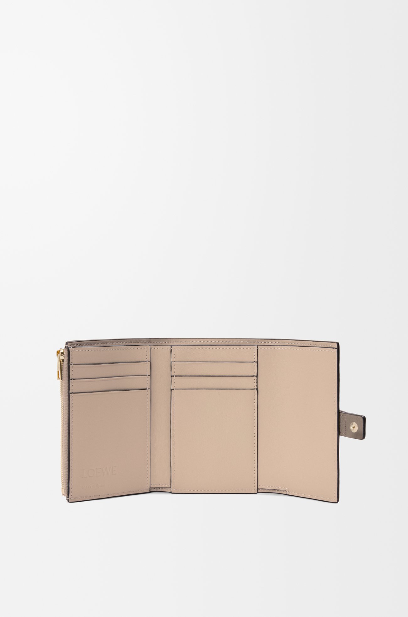 LOEWE Small vertical wallet in soft grained calfskin Taupe/Talc