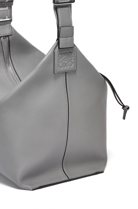 LOEWE Cubi Crossbody bag in supple smooth calfskin and jacquard Asphalt Grey
