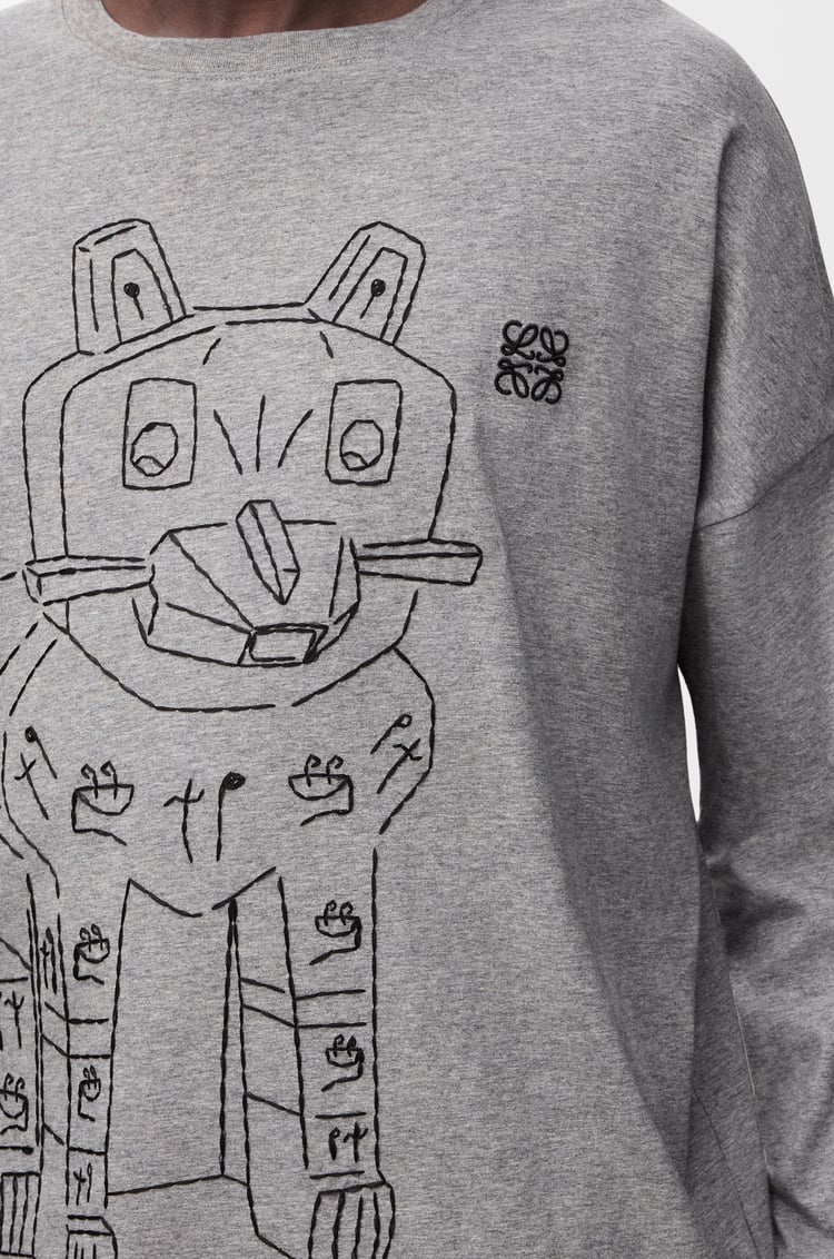 LOEWE T-shirt à manches longues en coton Gris Chiné