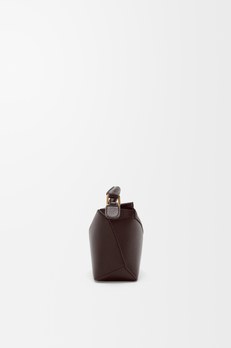 LOEWE Mini Puzzle Edge bag in soft grained calfskin Dark Chestnut