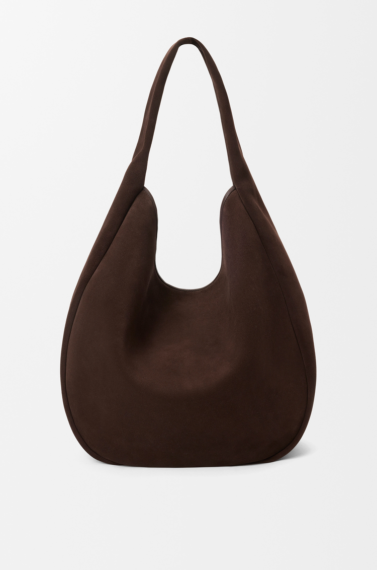 LOEWE Roomy hobo en veau velours Marron Foncé