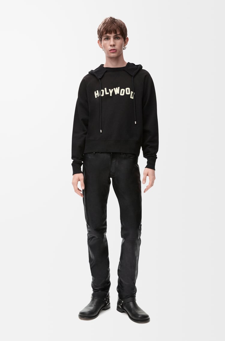LOEWE Straight leg trousers in nappa calfskin Black