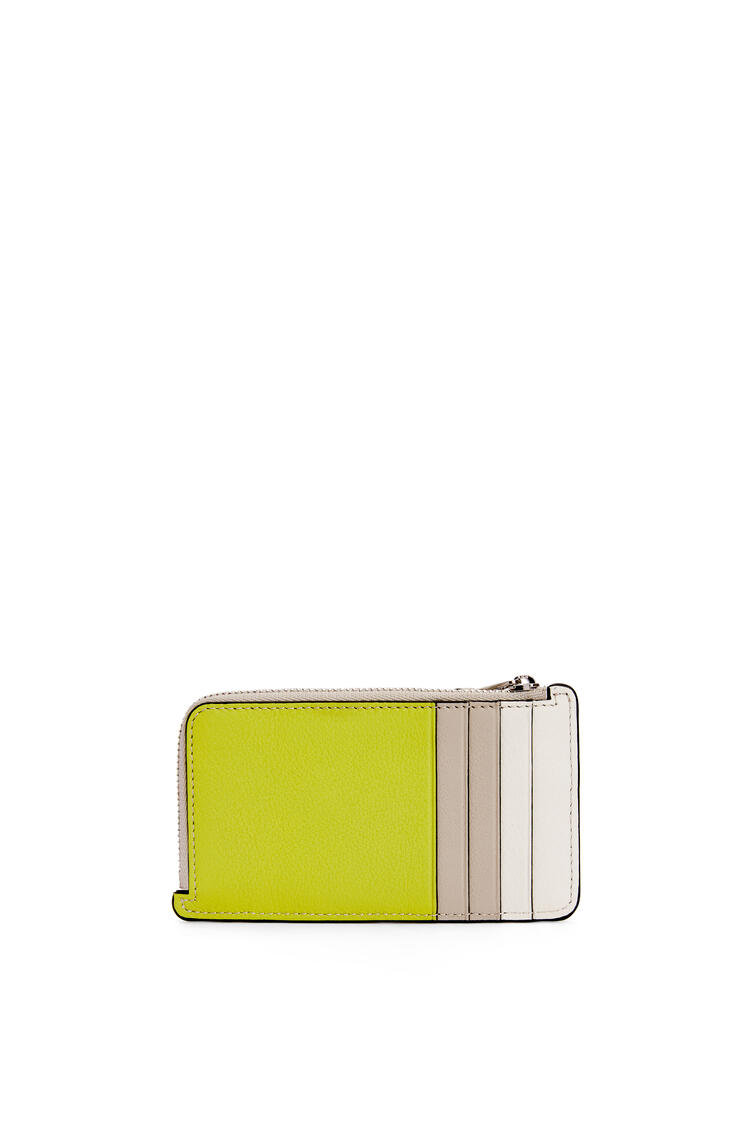 LOEWE Puzzle coin cardholder in classic calfskin Lime Yellow/Light Oat