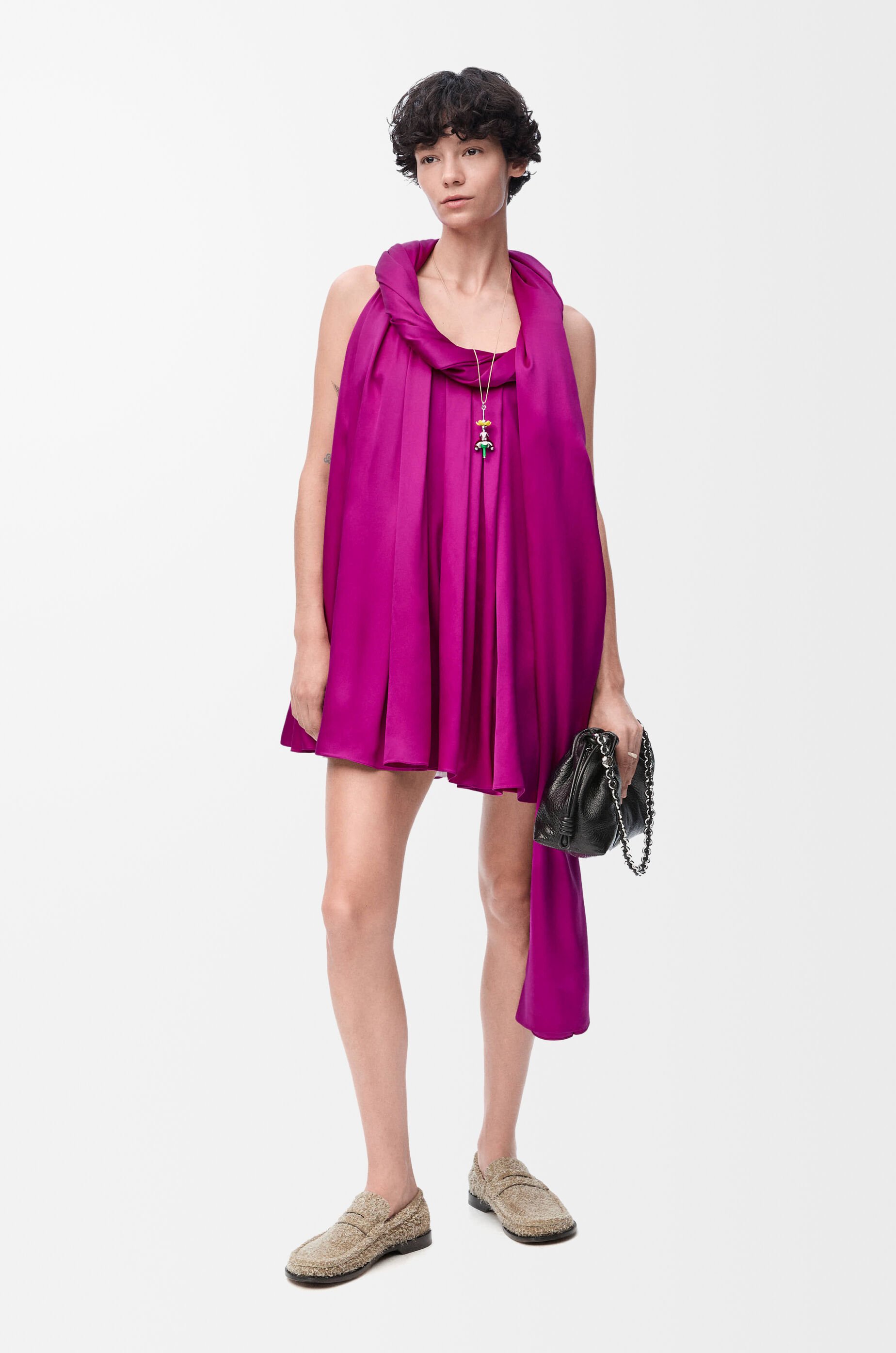 Trapeze dress in silk Pink - LOEWE