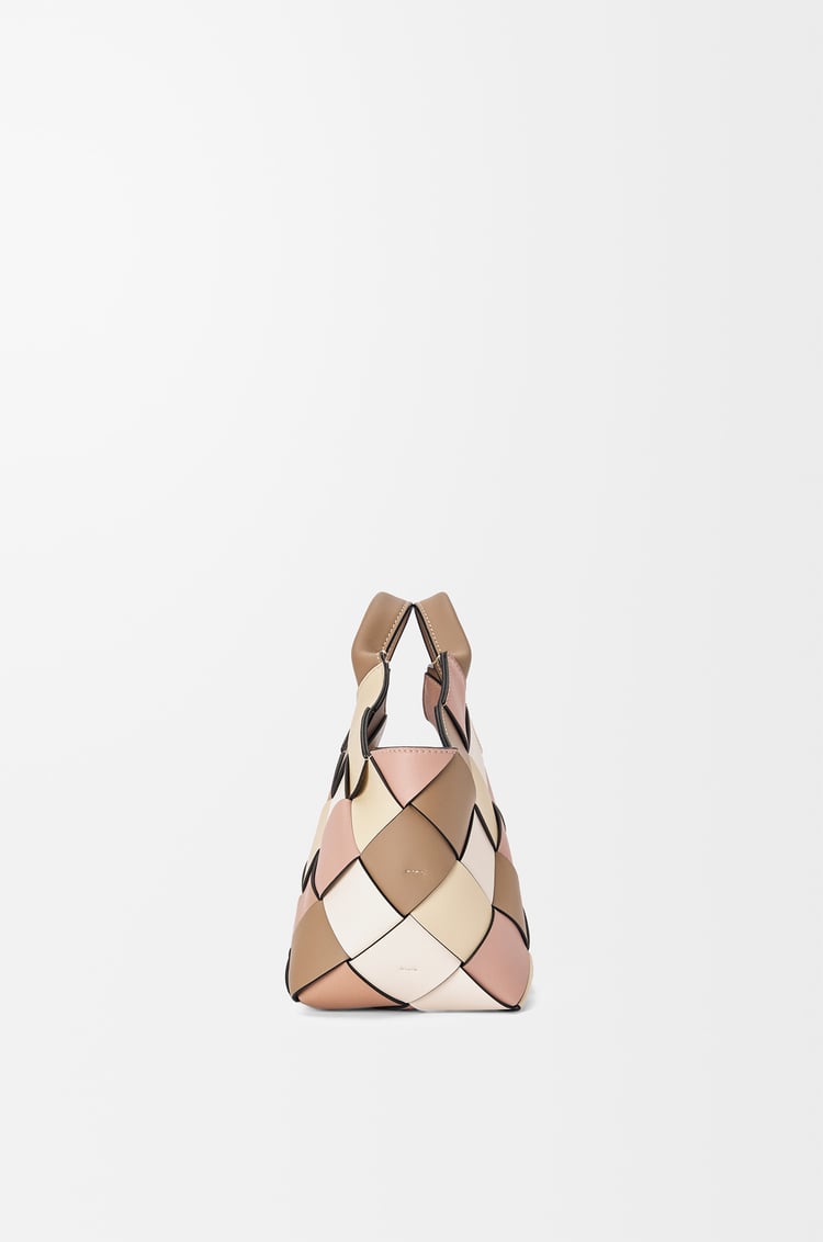 LOEWE Small Surplus Leather Woven Basket bag in classic calfskin Mink/Brown