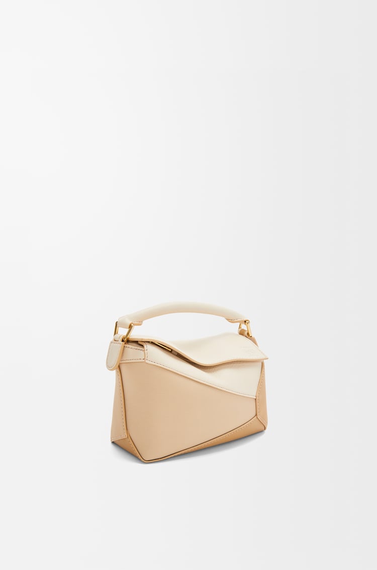 LOEWE Mini Puzzle bag in classic calfskin Angora/Dusty Beige/Gold