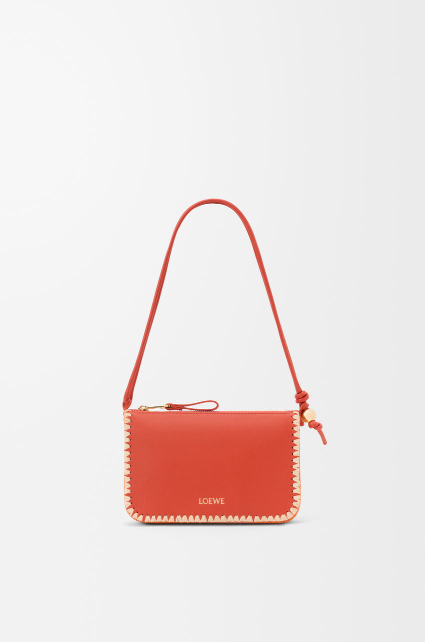 Rio pouch in classic calfskin and raffia