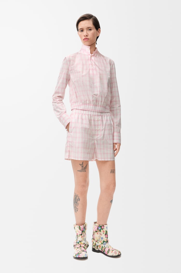 LOEWE Pantalón corto en algodón Blanco/Rosa