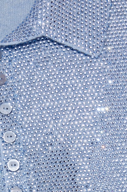 LOEWE Jersey polo con cristales en cashmere Azul Claro plp_rd
