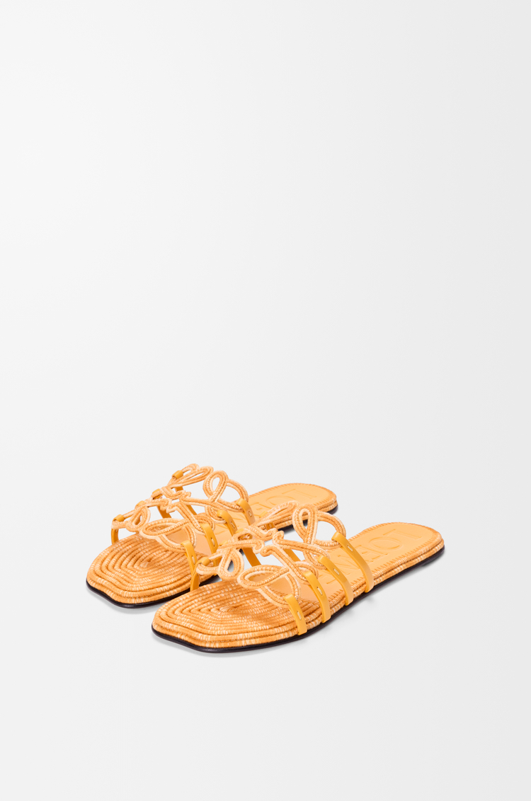 LOEWE Petal Anagram slide in embroidered canvas Golden Yellow