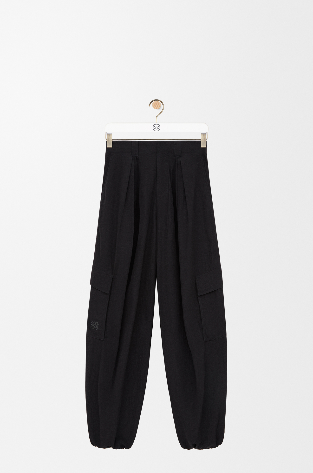 LOEWE Pleated cargo trousers in technical shell Black