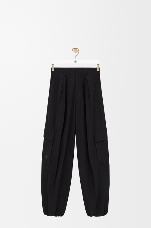 LOEWE Pleated cargo trousers in technical shell Black