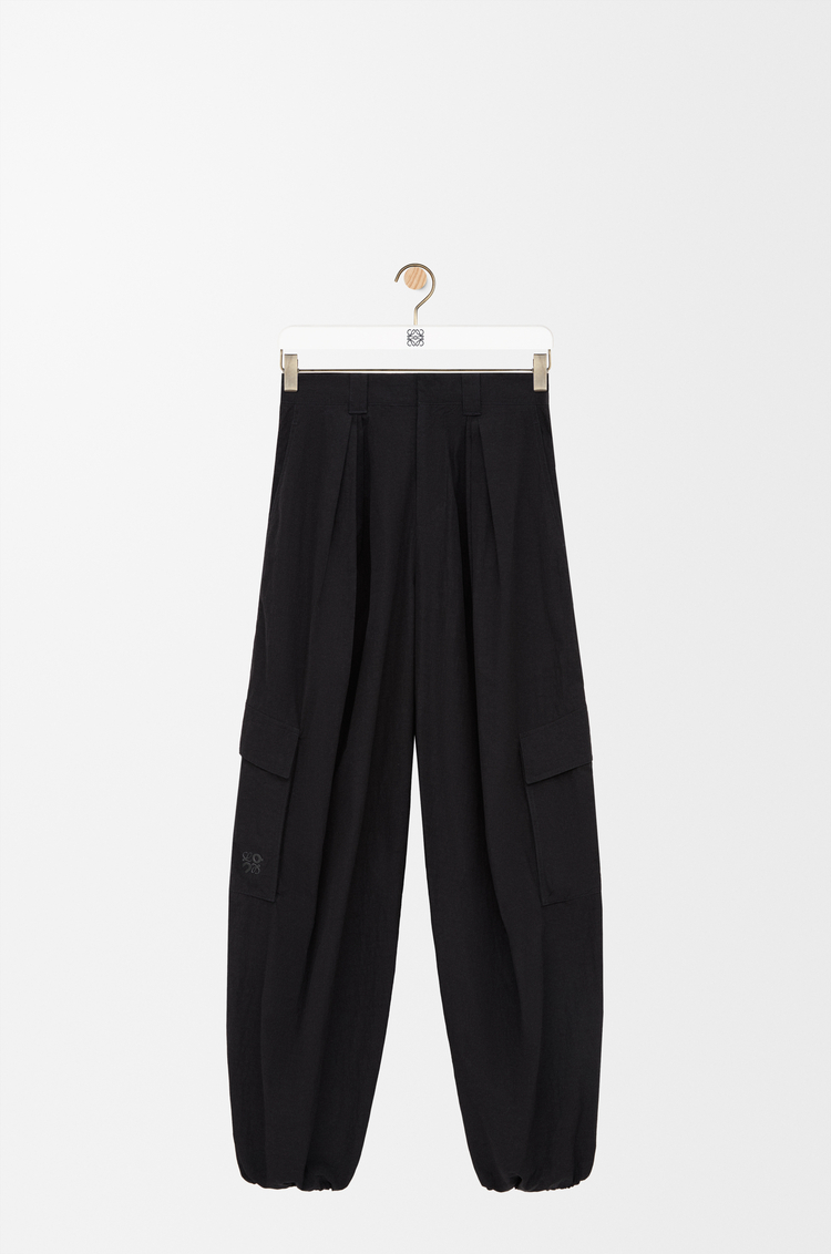 LOEWE Pleated cargo trousers in technical shell Black