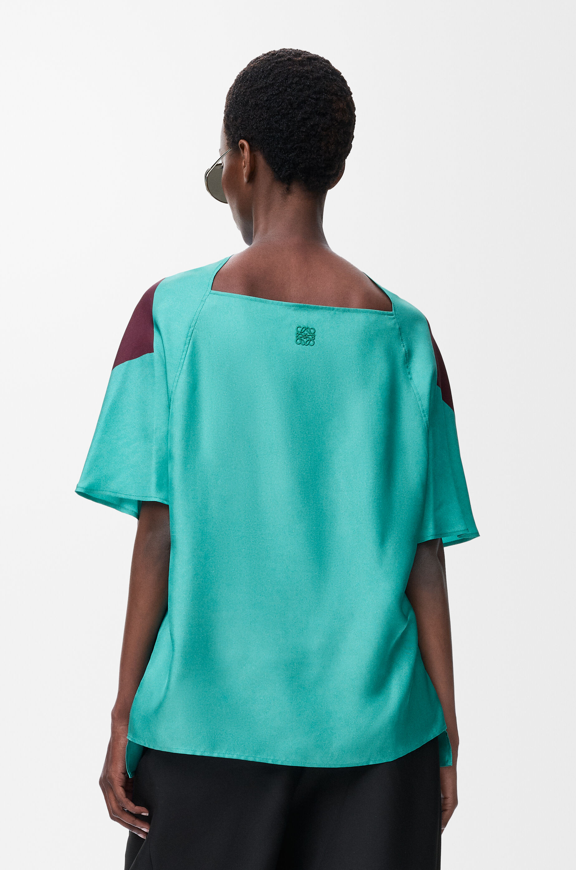 Scarf top in silk Green - LOEWE