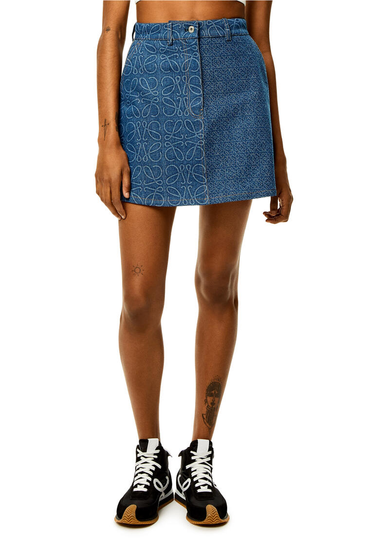 LOEWE Anagram mini skirt in denim Indigo Blue