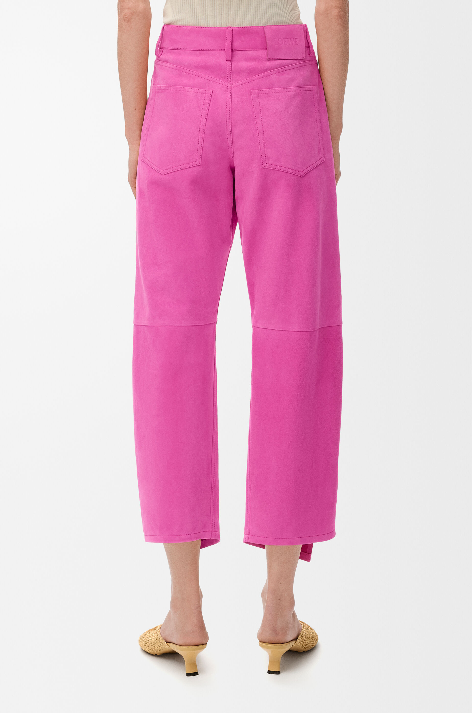 Trousers in suede goatskin Pink - LOEWE Europe official website