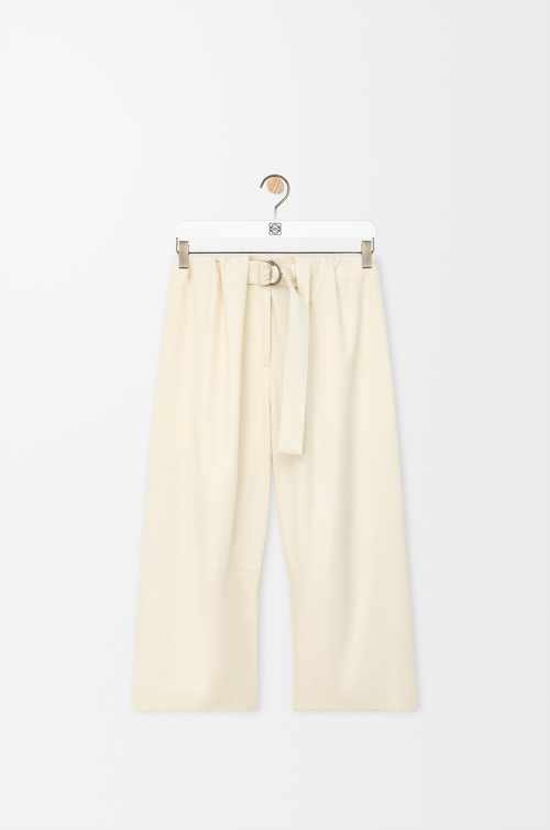 LOEWE 크롭 벨트 트라우저 - 코튼 & 실크 아이보리