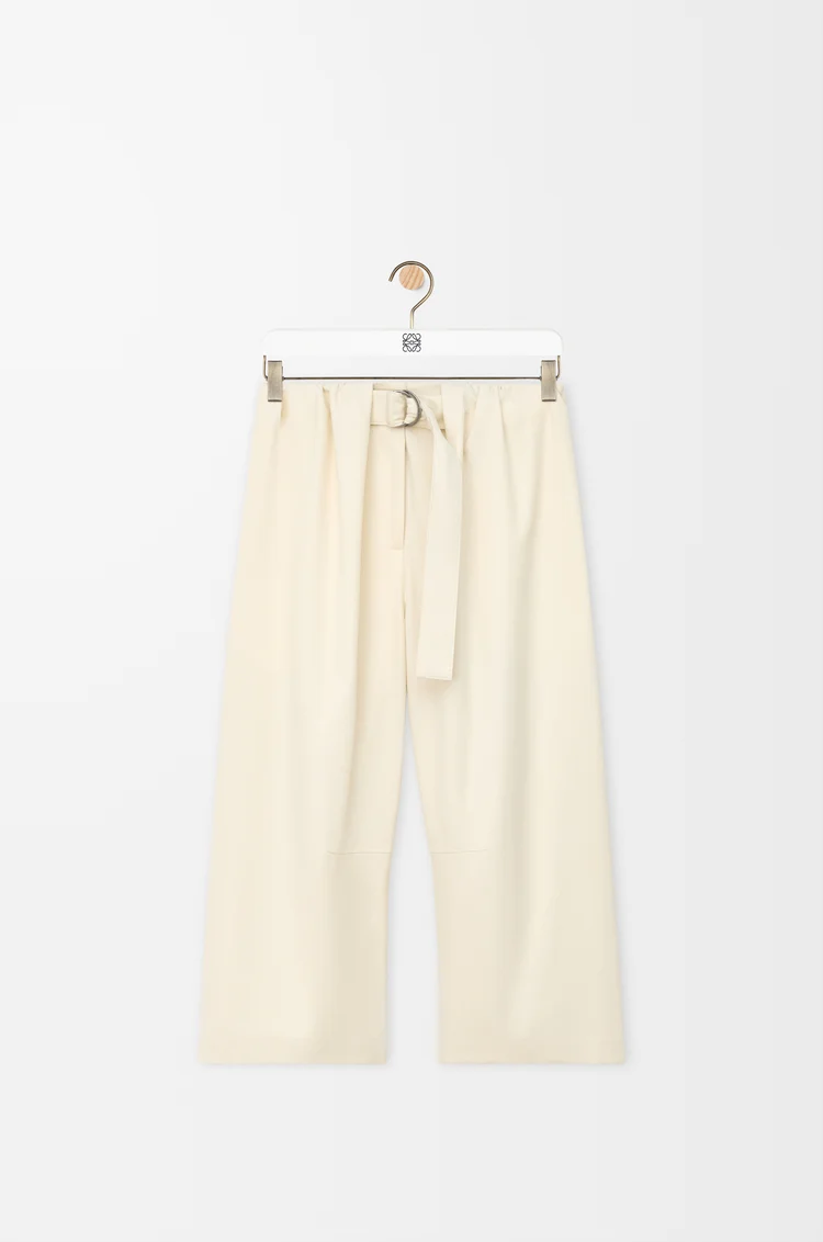 LOEWE 크롭 벨트 트라우저 - 코튼 & 실크 아이보리
