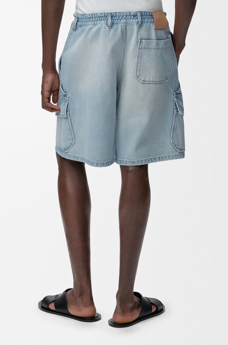 LOEWE Pantalón corto cargo en denim Azul Lavado