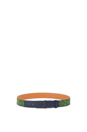 LOEWE Cinturón en jacquard y piel de ternera con placa Verde Manzana/Azul Marino Prof plp_rd