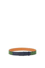 LOEWE Plaque belt in Anagram jacquard and calfskin Apple Green/Deep Navy pdp_rd