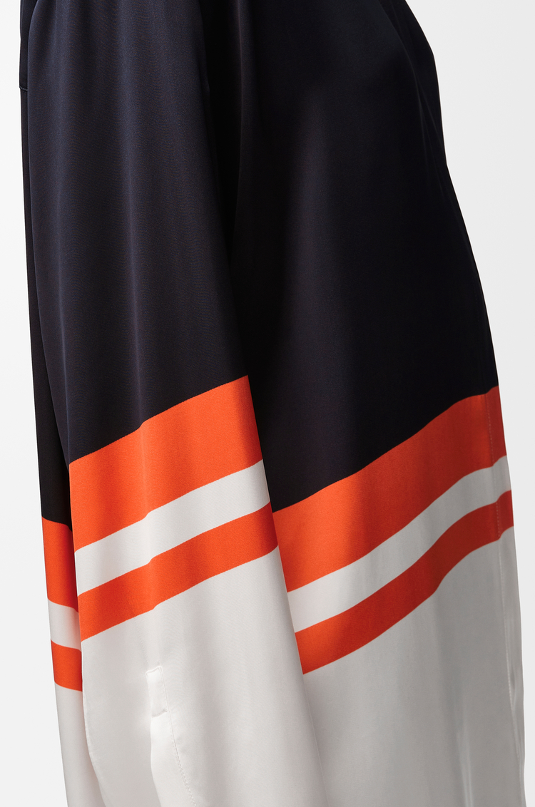 LOEWE Shirt in silk blend Deep Blue / White / Orange