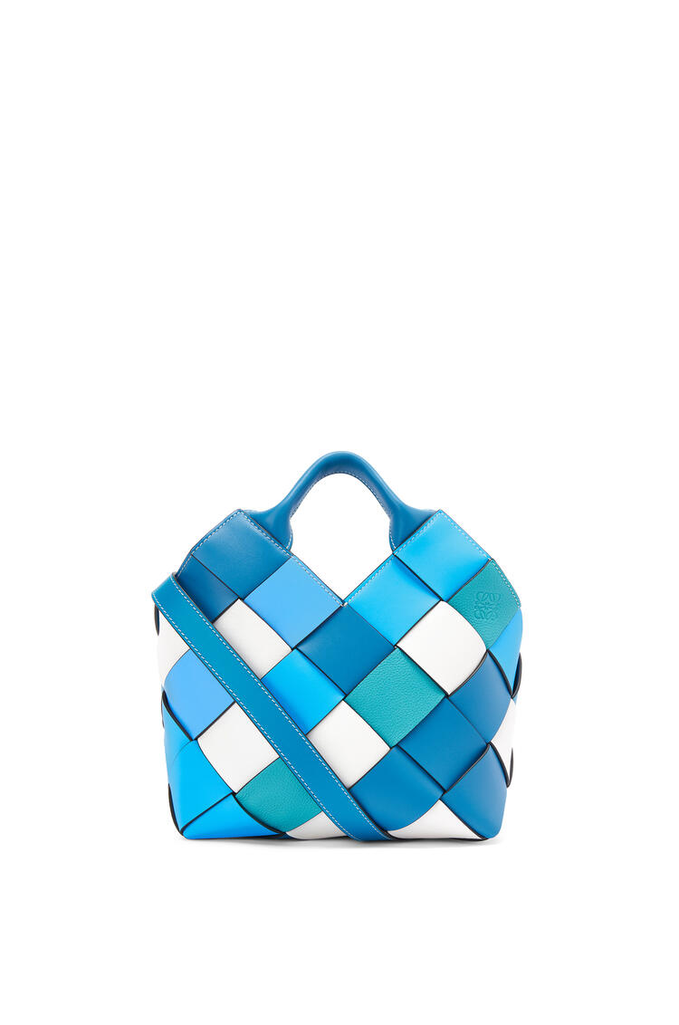 LOEWE Small Surplus Leather Woven basket bag in calfskin Blue/Blue pdp_rd
