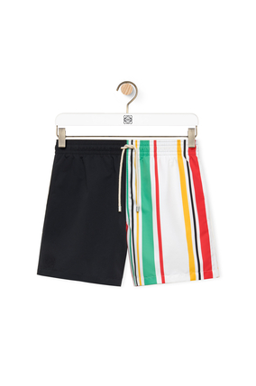 LOEWE Asymmetric stripes swim shorts in polyester Black/Multicolor
