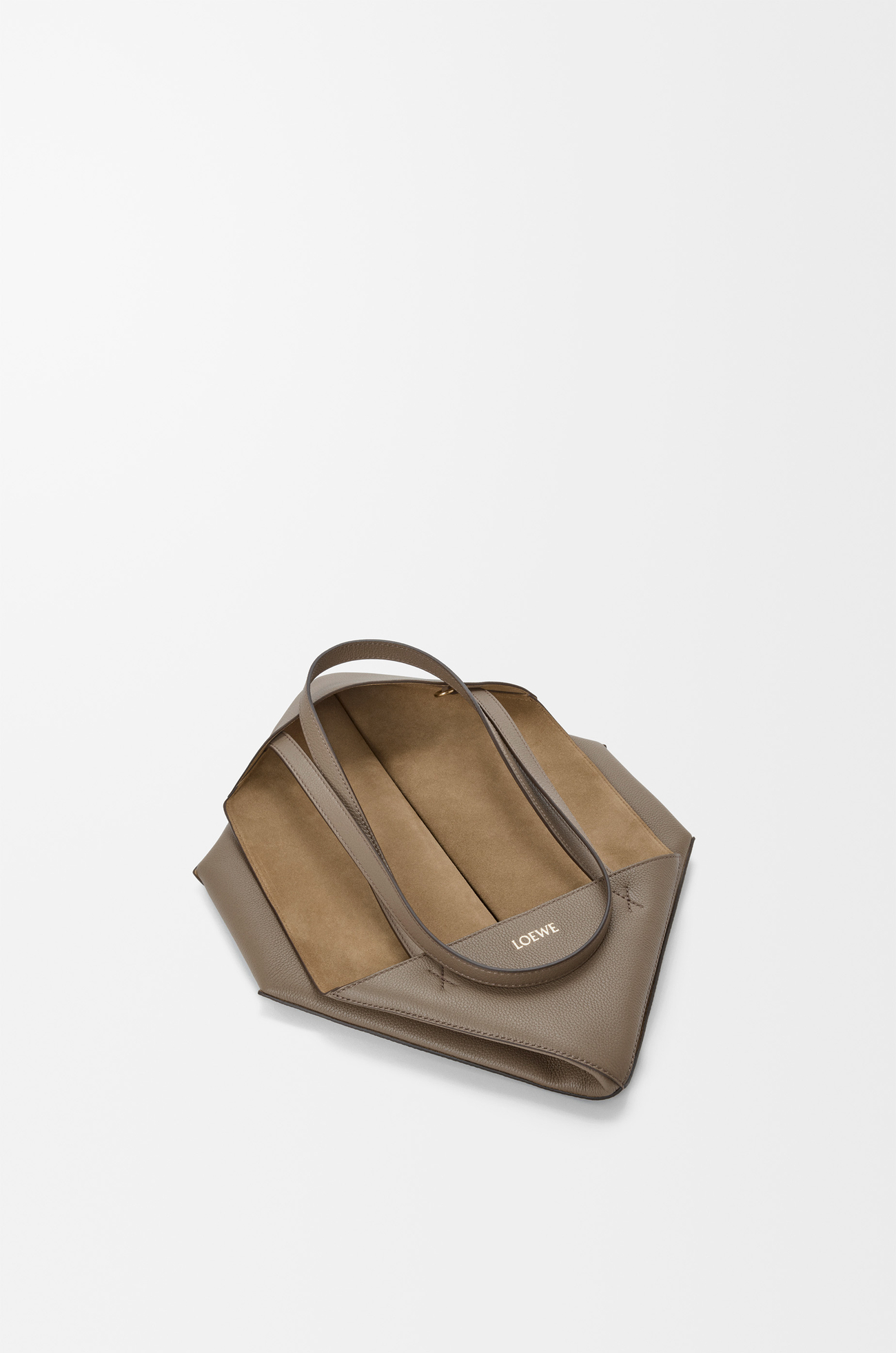 LOEWE Medium horizontal Puzzle Fold tote in soft grained calfskin Taupe