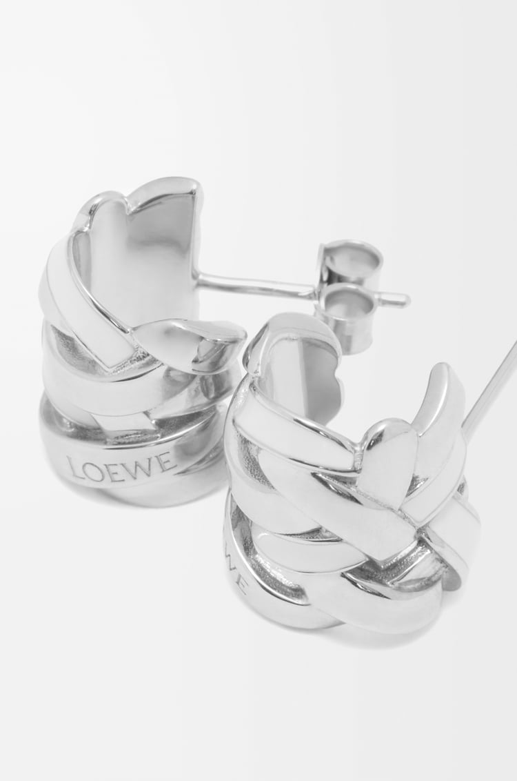 LOEWE Nest small hoop earrings in sterling silver and enamel Silver/White