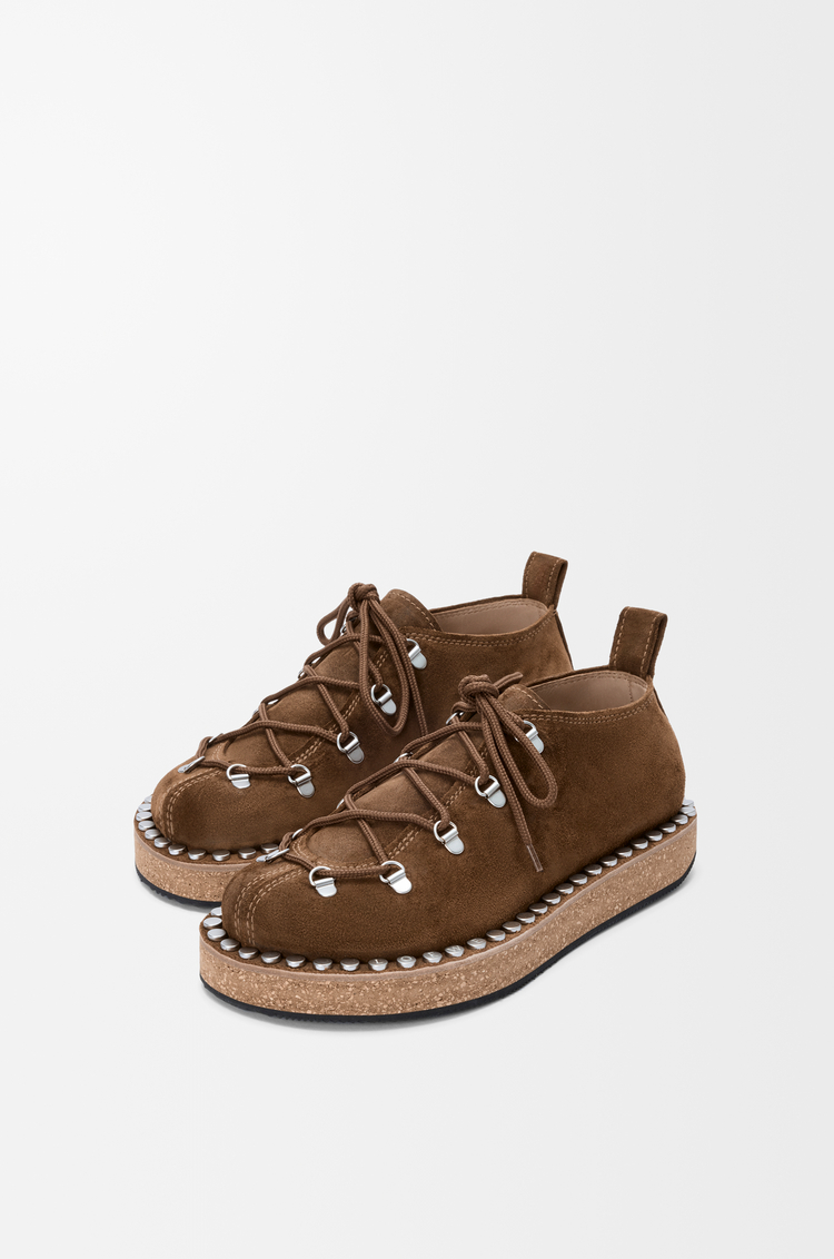 LOEWE Souliers à lacets Rivet en veau velours Marron