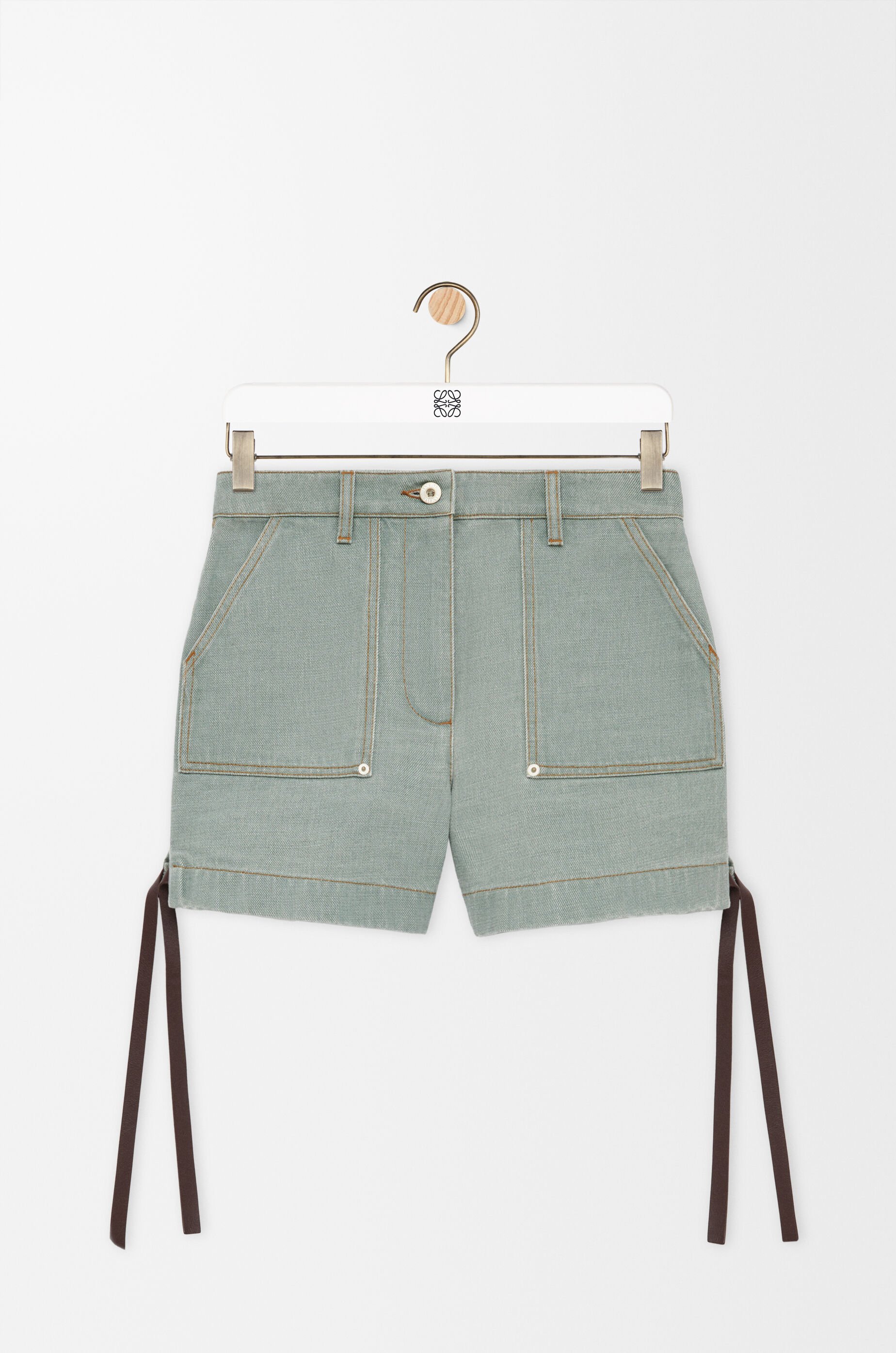 Loewe Anagram Detail Frayed Denim Shorts - Bergdorf Goodman