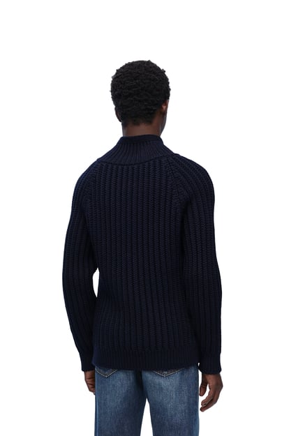 LOEWE Zip-up cardigan in wool Navy Blue plp_rd