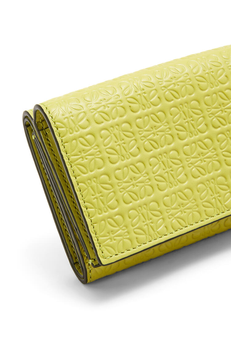 LOEWE Repeat trifold wallet in embossed silk calfskin Lime Yellow