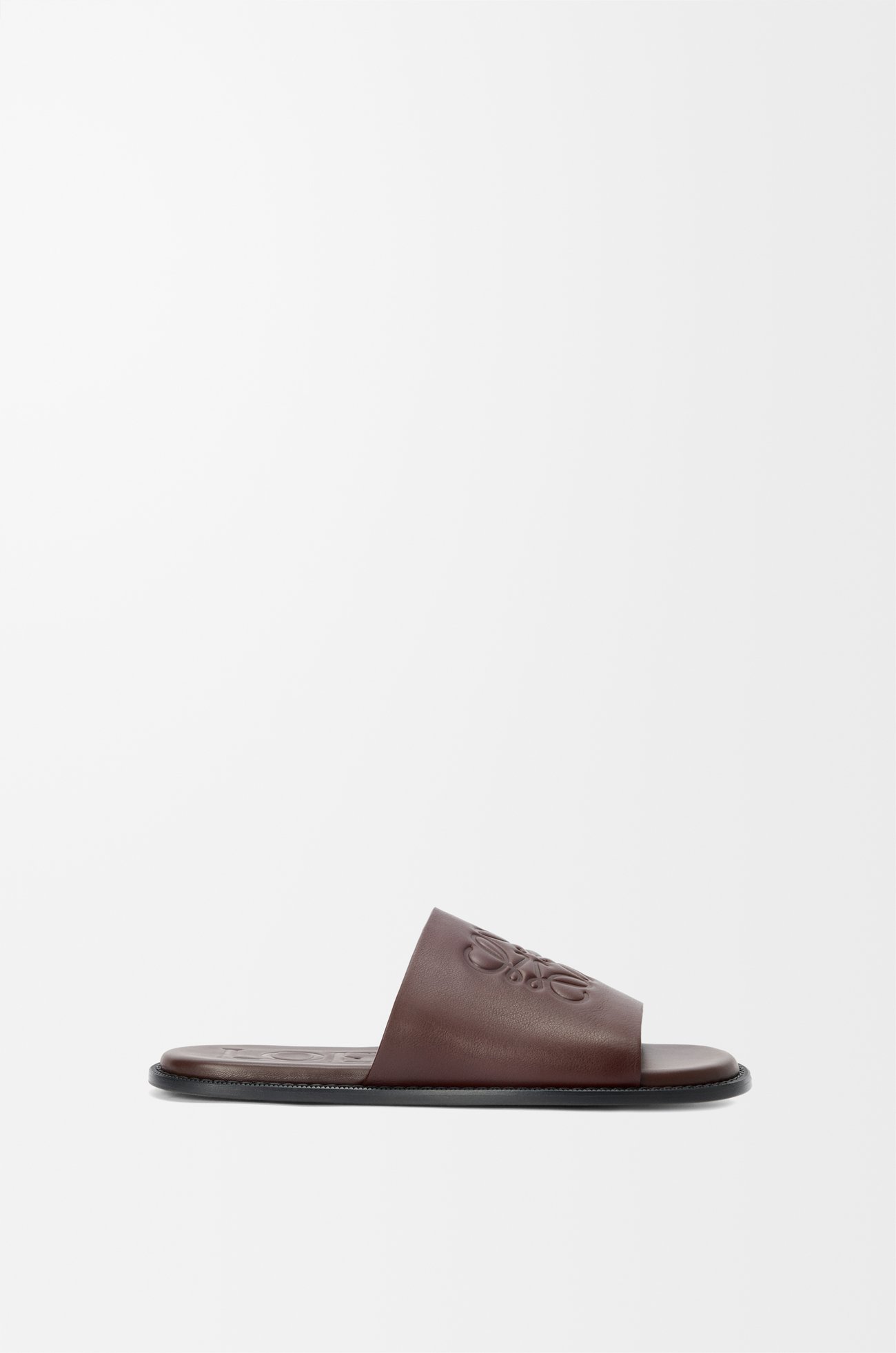 LOEWE Sandalia Flex Anagram en piel de ternera Burgundy Oscuro