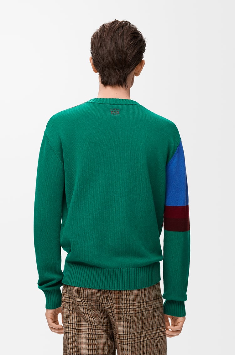 LOEWE Pullover aus Wolle Grün/Rot/Mehrfarbig