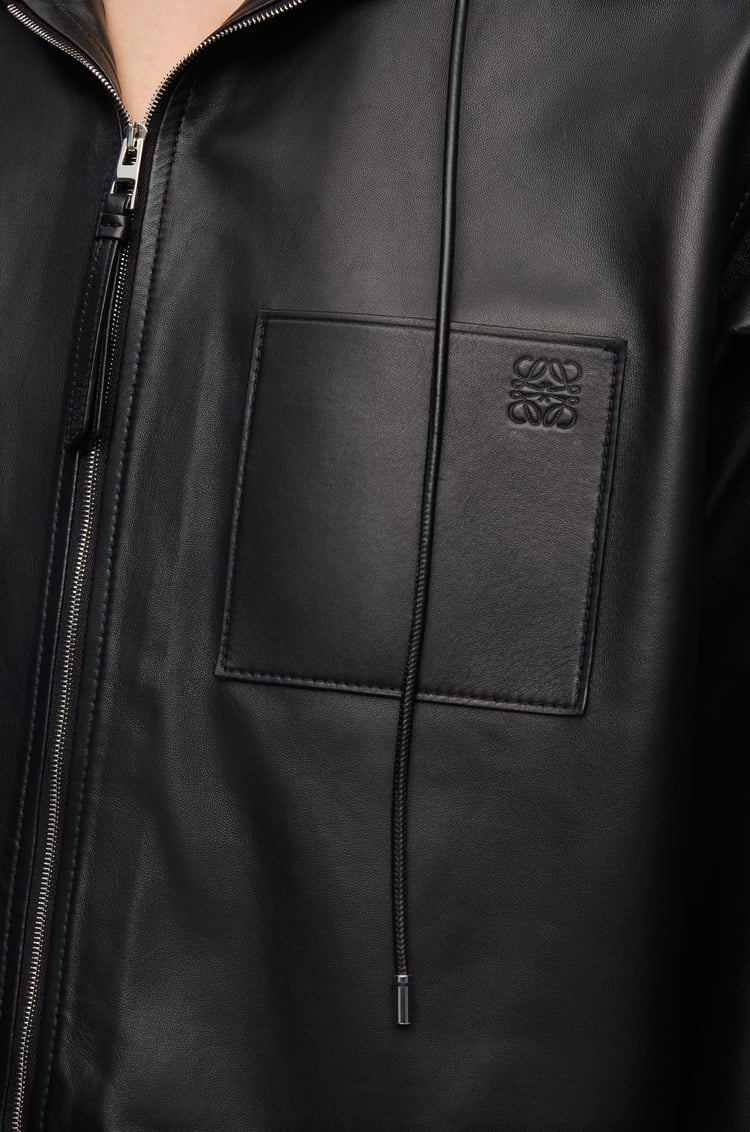 LOEWE Chaqueta con capucha en piel napa de cordero Negro