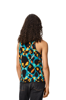 LOEWE Shell print tank top in cotton Black/Turquoise plp_rd