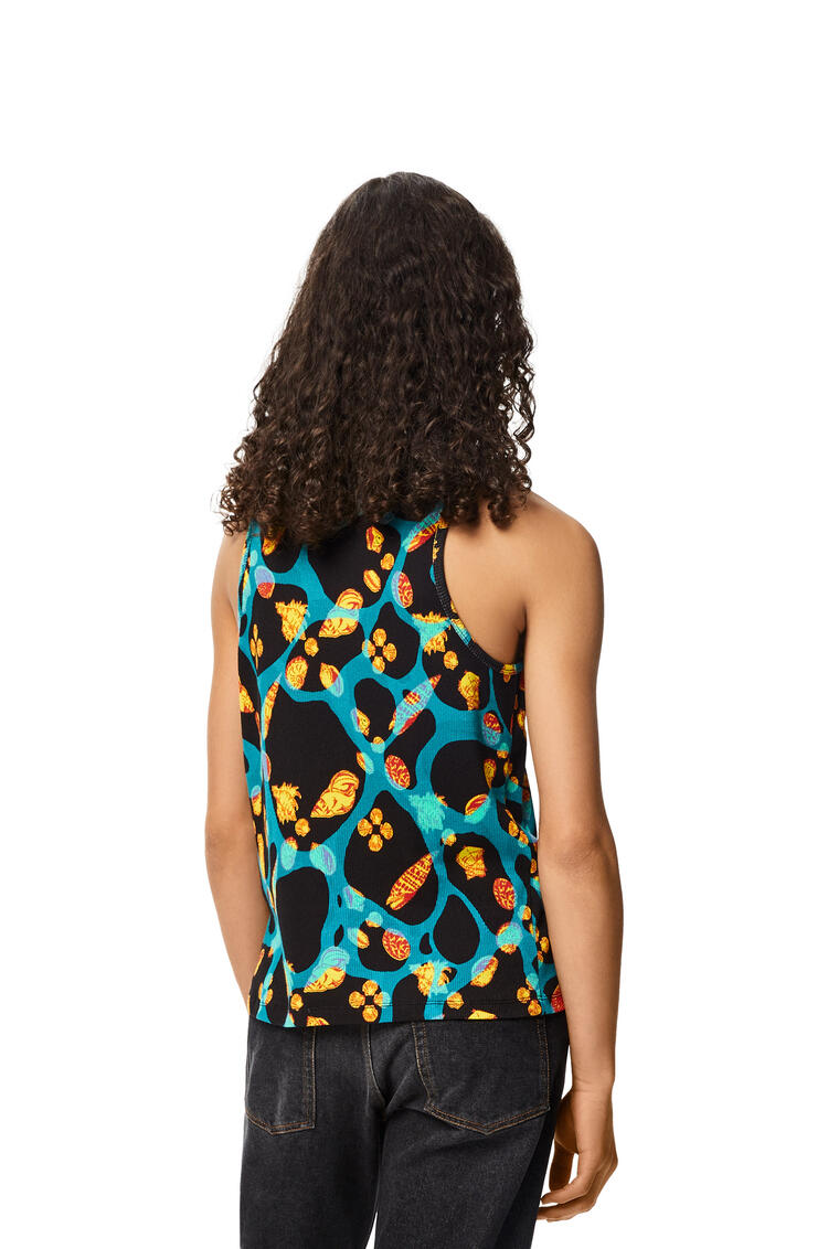 LOEWE Shell print tank top in cotton Black/Turquoise pdp_rd