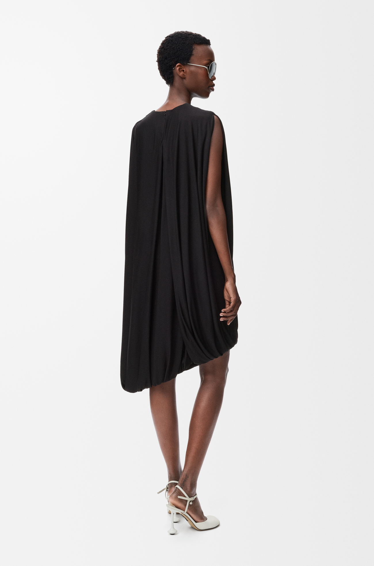 LOEWE Drapiertes Kleid aus Viskose Schwarz