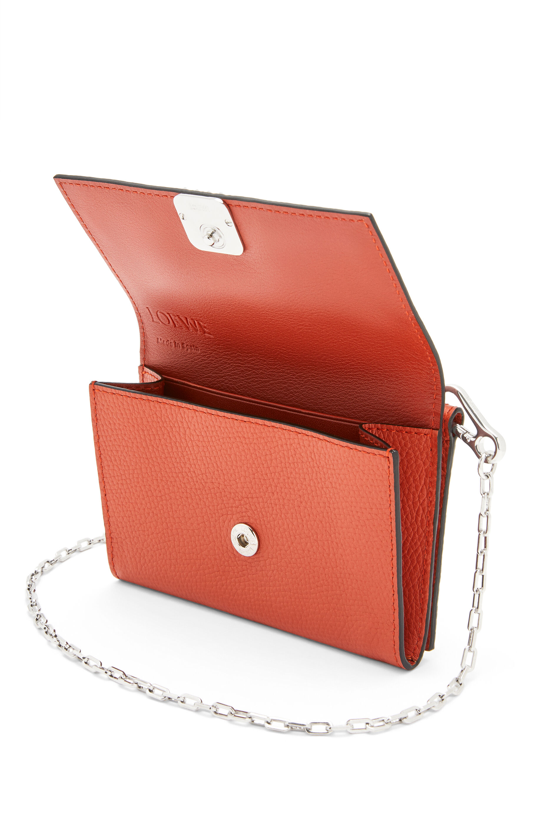 Anagram wallet on chain in pebble grain calfskin Pumpkin LOEWE