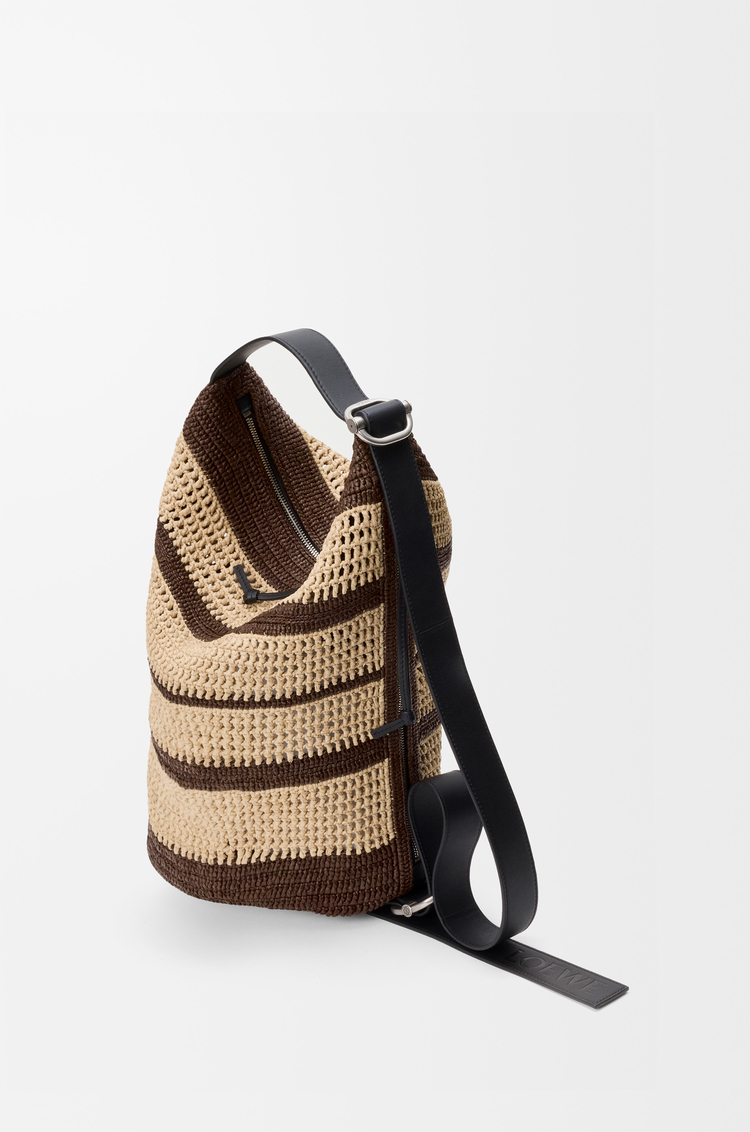 LOEWE 拉菲草 Loop 水桶手袋 Chocolate/Natural