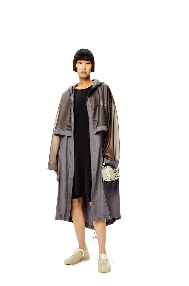 LOEWE Long hooded parka in cotton and polyamide Stone Grey pdp_rd
